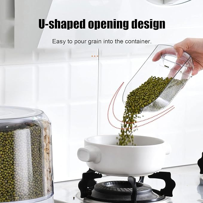 Spin & Store™ 360° Rotating Multi-Grain Dispenser – Smart Kitchen Organizer