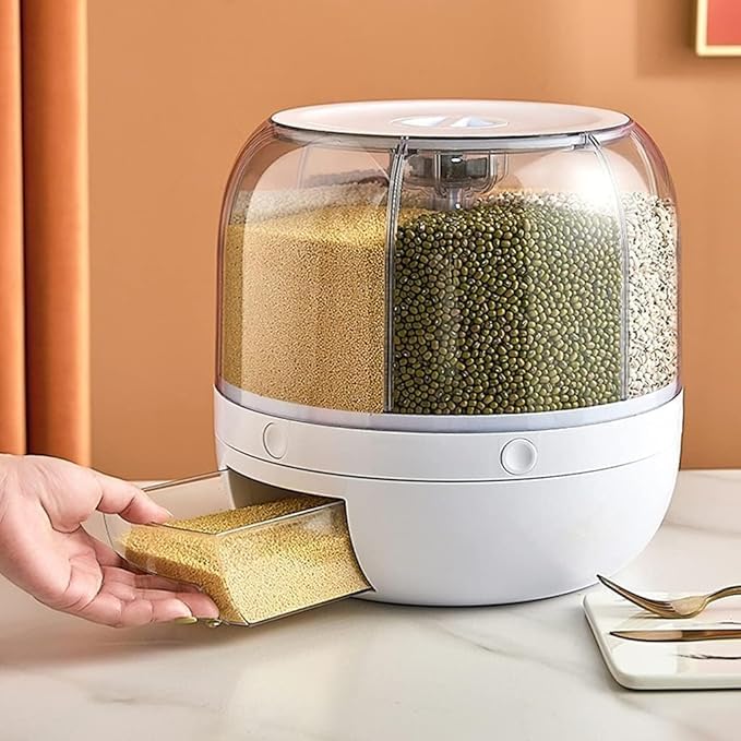 Spin & Store™ 360° Rotating Multi-Grain Dispenser – Smart Kitchen Organizer