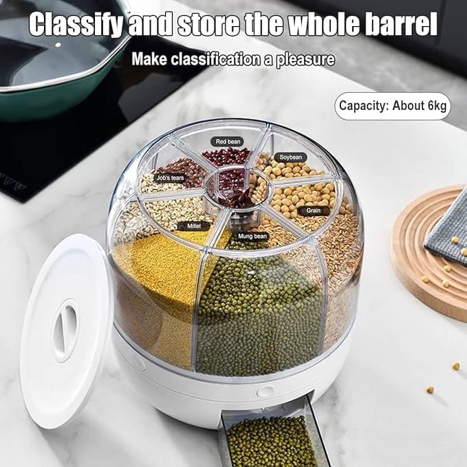 Spin & Store™ 360° Rotating Multi-Grain Dispenser – Smart Kitchen Organizer