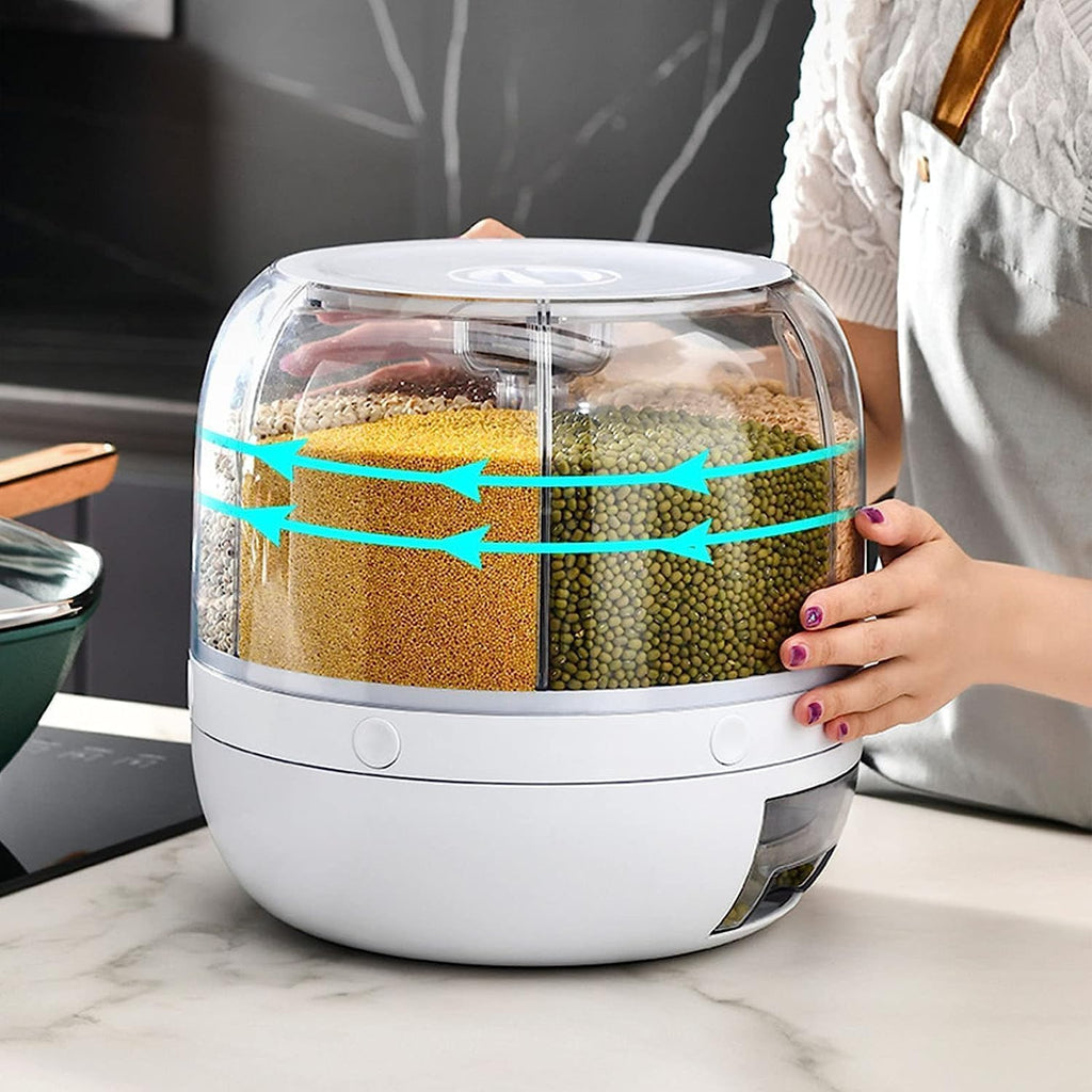 Spin & Store™ 360° Rotating Multi-Grain Dispenser – Smart Kitchen Organizer