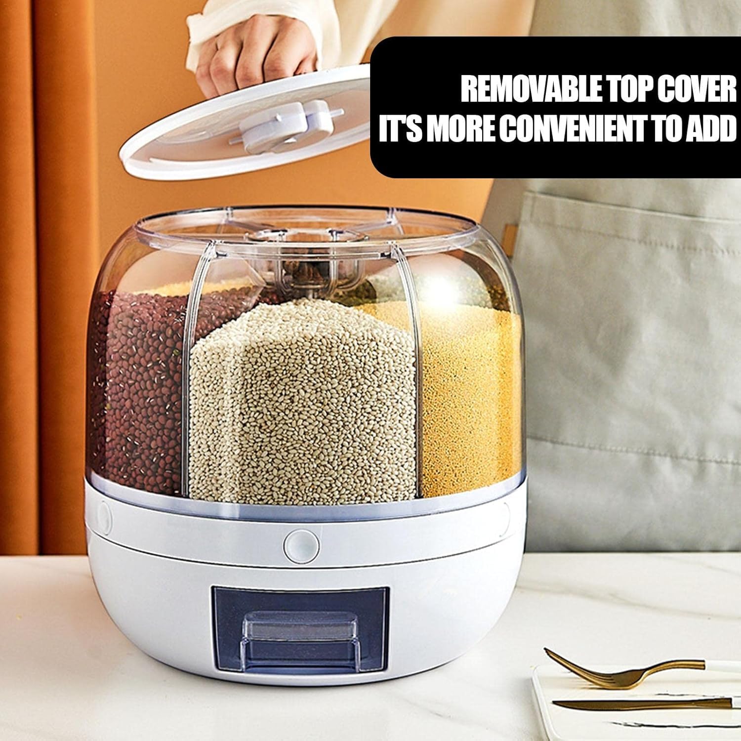 Spin & Store™ 360° Rotating Multi-Grain Dispenser – Smart Kitchen Organizer